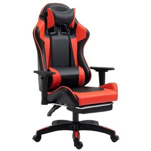 Gamingstoel, bureaustoel Computerstoel met hoge rug, voetensteun en lendensteun, in hoogte verstelbare gamestoel met 360° draaibare zitting en hoofdsteun en for kantoor of gaming (Kleur : Red, Maat
