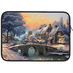 Winter Sneeuw Scène Laptop Sleeve Tas Waterdichte Lichtgewicht Computer Cover Tas Notebook Draagtas Compatibel 15 Inch Laptop