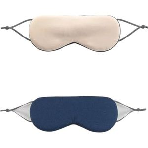 Slaapmasker, warm, koud, tweeërlei gebruik, zacht zijden oogmasker, nachtverduistering, blinddoek, oogschaduw met verstelbare elastische band, reisschaduw (beige-donkerblauw, 3 stuks)