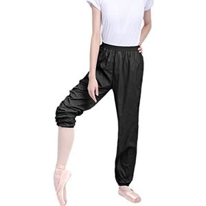 Dans broek ballet warming-up broek losse trainingsbroek dunne zachte ripstop broek lichtgewicht gymnastiek broek,zwart,M