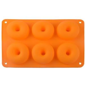 LCKJLJ 6-gaats siliconen donutvorm bakpan antiaanbaklaag donutvormer ovenveilig bakgereedschap (kleur: oranje)