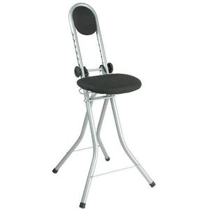 Sta- en zithulp, 4 niveaus, in hoogte verstelbaar, belastbaar tot 100 kg, staande stoel, beugelhulp, inklapbaar, staande stoel, strijkstoel, bekleed met veiligheidsvergrendeling