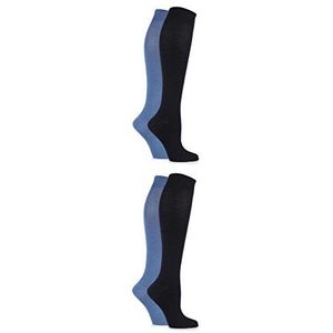 SockShop Kniekousen van bamboe, 4 paar, dames, Marineblauw, 37-41 EU