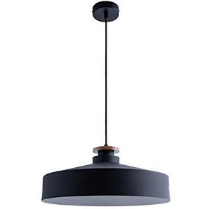Paco Home Hanglamp Pendel Eetkamer Keukenlamp Hang Eettafellamp Scandinavisch 1,5m Textielkabel Inkortbaar Eenvoudige Montage E27, Kleur: Zwart-hout, Type lamp: Design T