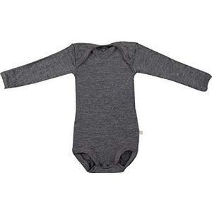 DILLING Babyromper met lange mouw van 100% BIO-merinowol Donkergrijs Melange 74