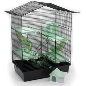 ZooPaul XXL hamsterkooi, knaagdierenkooi, CH3, accessoires, tunnelsysteem, zwart, turkis, muis, hamsterkooi