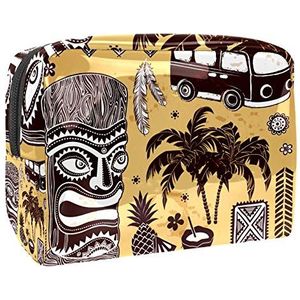Make-uptas PVC toilettas met ritssluiting waterdichte cosmetische tas met vintage Aloha Tiki zomer voor vrouwen en meisjes