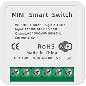 Smart Switch Smart WiFi Switch Ingebouwde Switch Relay Module Afstandsbediening met Smart Life, Google Home, Voice Control met Alexa, Google Assistant, 16A (1PCS)