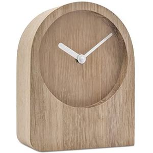 Natuhr Tafelklok eiken houten klok - koepel - puristisch modern massief hout (onbehandelde eiken, witte wijzers - kwarts uurwerk)