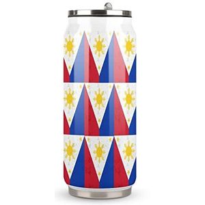 Retro Filippijnen Vlag Reizen Mok met Deksel Cola Cup Geïsoleerde Tumbler Water Fles Thee Cup Voor Vrouwen Mannen