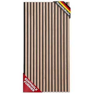 etm Akoestische panelen, 118 x 60 cm, wandpanelen met echt houtfineer, wandbekleding, akoestisch paneel, wandpanelen van vilt, akoestisch vilt (Red Oak)