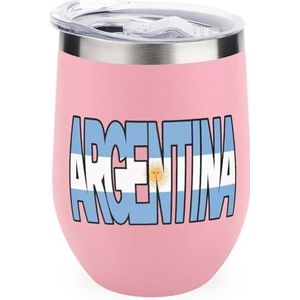 Argentinië Tekst Vlag Herbruikbare Koffiekopjes Roestvrij Staal Geïsoleerde Reismok Dubbelwandige Wijn Tumbler Roze-stijl