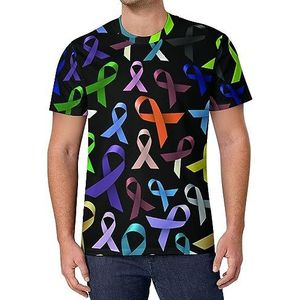Borstkanker bewustzijn heren T-shirt met korte mouwen casual ronde hals T-shirt mode zomer tops