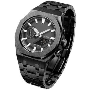 Stiraptie Casioak Mod Gen 5 Conversie Kit Voor Gshock Ga2100/2110 Metalen Band Vervanging Accessoires Horlogeband Bezel (Color : Black s)