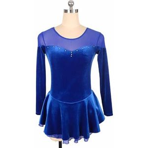UPPJPBSW Kunstrijpak Voor Meisjes En Vrouwen Met Lange Mouwen, Wedstrijdpak, Schaatskleding, Ijsshowjurk,Royal blue,M