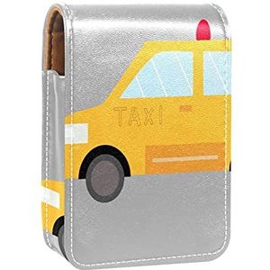 Lippenstift Case Drukke Taxi Prints Mini Lipstick Houder Organizer Tas met Spiegel voor Portemonnee Reizen Cosmetische Pouch