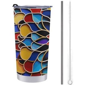 LHDGSJE Marokkaanse kleur geïsoleerde beker herbruikbare roestvrijstalen mok reizen koffiemok lekvrije grote capaciteit auto beker geïsoleerde waterfles past in auto bekerhouder