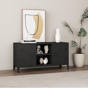 [en.casa] TV meubel Kotka lowboard met 2 deuren TV tafel TV kast 113x40x58 cm metaal zwart