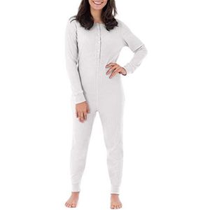 Fruit of the Loom Dames Micro Wafel Premium Thermische Union Suit Pyjama Bottom, Wit, M-L