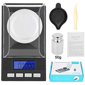 Digitaal milligram, digitaal LED-display Mini draagbare hoge precisie 0,001G zaksieradenweegschaal met kalibratiegewichtpincet en weegbakken (100g)