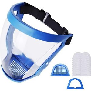 Gezichtsmasker, veiligheidsbril, anti-condens, stofdicht, multifunctioneel werkbeschermingsmasker voor lassen, houtbewerking, spray voor gewassen (blauw)