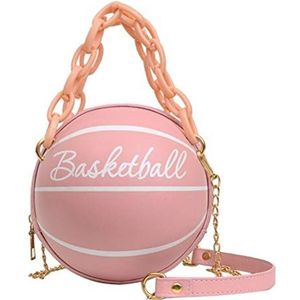 Dames basketbal schoudertas Messenger Bag handtas Mini ronde tas roze