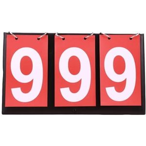 scorebord, Scorebord Score Keeper Handleiding Score Flip Cards Scoreteller Draagbaar Tafelscorebord for Basketbal Voetbal Tennis(Red Three Digits)