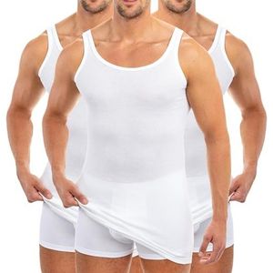 HERMKO 3007 3-pack extra lang herenonderhemd (+10 cm) tank top van 100% biologisch katoen, wit, M