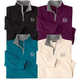 Atlas For Men fleece alledaagse herentrui met halve rits om te wandelen, van klein tot groot en lang, maten S tot 4XL, set van 4, L