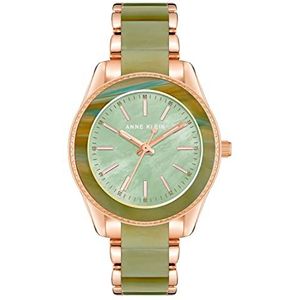 Anne Klein Dames hars armband horloge, rose goud/groen, Rose goud/groen