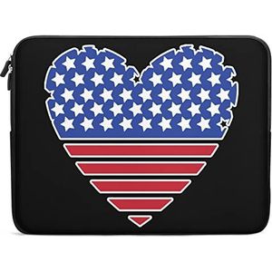 Amerikaanse Vlag Hart Grappige Laptop Sleeve Draagtas Messenger Aktetas Beschermhoes voor 10/12/13/15/17 Inch