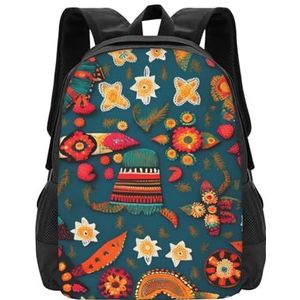 Mexicaanse Folk Boho Schoolrugzak Voor Meisjes Jongens Boekentas Schooltas Kawaii Rugzak Set Voor Tiener Meisjes, Zwart, Eén maat