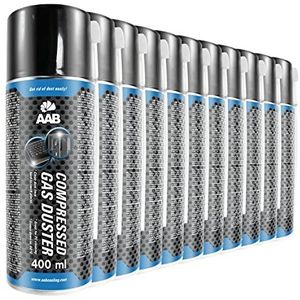 11 x AAB Compressed Gas Duster 400ml - Air Duster for Cleaning Computer, Keyboard, and Other Office Equipment, Air Compressor, PC Keyboard Cleaner, Aerosol, Can Computer Cleaning Kit