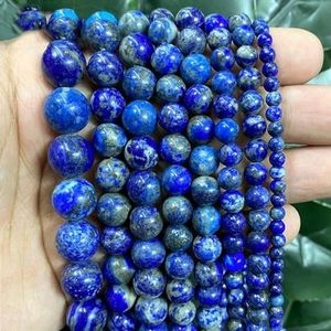 Natuursteen kralen Jaspers Amazoniet Turkoois Agaat Ronde kralen voor sieraden maken Diy armband oorbellen 4/6/8/10/12mm-Lapis lazuli steen-8mm-ongeveer 46st