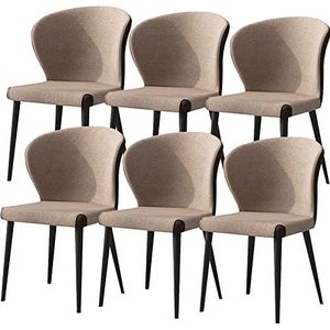 GEIRONV Moderne eetkamerstoelen set van 6, met koolstofstalen poten splicing stoel gestoffeerde vrijetijdsstoelen keuken woonkamer stoelen Eetstoelen (Color : Milky coffee, Size : 41x45x79cm)