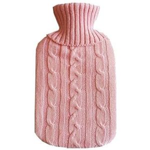 Warmwaterkruik 2000 ml warmwaterzak hoes warmwaterzak naald webhoes draagbare warme handbash doek warme hand zachte zak voor warmwaterflessen warmwaterzak (roze - 2000 ml)