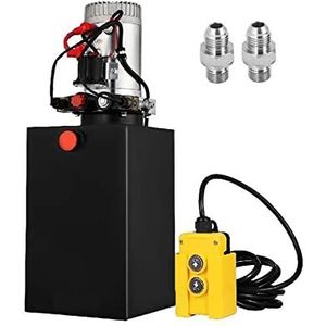 12V DC 4-20 Quart dubbelwerkende hydraulische pomp for auto, stalen olietank, aanhangwagen, vrachtwagen, hefmotor(6 Quart 2 Acting)