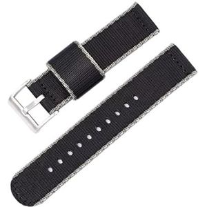 20 mm/22 mm smartwatch, armband van glad en huidvriendelijk nylon met zilveren sluiting, 20mm, Nylon