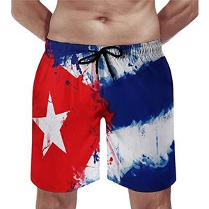 Vintage Cuba vlag heren zwembroek casual strand shorts met compressie voering sneldrogende badmode met zakken 2XL