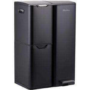 Rilenta - Prullenbak - RVS - 60 Liter - Afvalscheiding met 3 Vakken