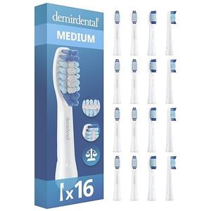 demirdental Opsteekborstels voor Oral-B Pulsonic opzetborstels, medium borstelkoppen, reserveborstels voor dagelijkse reiniging, wit, 16 stuks
