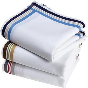 Zakdoeken voor heren, premium stof, 100% gekamd katoen, 45 cm x 45 cm, 3-delig, model A18, gesorteerd, 45cm x 45cm