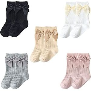 FedMois 5 paar Baby kinderen sokken kniehoog kniekousen katoen, 1-3 jaar