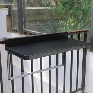 Heyijia Balkonhangtafel, opvouwbare balkontafel, ruimtebesparend, bureaublad van aluminiumlegering, 304 roestvrijstalen beugel, balkontafel voor reling, voor terras binnen en buiten