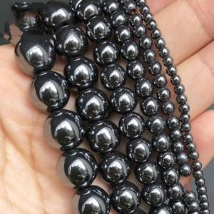 Natuursteen kralen gladde zwarte hematiet ronde losse kralen voor sieraden maken DIY armbandaccessoires 15'' 2/3/4/6/8/10/12 mm-zwart-12 mm (ca. 30 stuks)