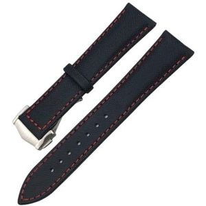 19mm 20mm 21mm 22mm nylon horlogeband geschikt for Omega Planet Ocean Seamaster 300 Speedmaster stof leer geschikt for SEIKO canvas horlogeband (Color : Black red Pointed, Size : 22MM_BLACK BUCKLE)