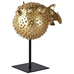 MichaelNoll Kogelvis decoratief beeldje van polyhars goud - maritieme decoratie voor woning - moderne decoratie voor woonkamer, slaapkamer of badkamer - 17 x 13 x 23,5 cm