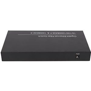 Gigabit Ethernet-glasvezelschakelaar, Plug-and-play Glasvezelmediaschakelaar 8 Optische Poorten 100-240V 2 Elektrische Poorten voor Thuis (EU-stekker)