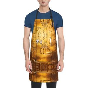 ZhaoYuGoods Rood-zwarte schorten met zakken voor dames en heren, stijlvolle kookschorten voor keuken tuinieren salon, ideale print schort, Egypte Hiërogliefen, Eén maat
