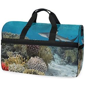 Sea Ocean Walvis Haai Sport Zwemmen Gym Tas met Schoenen Compartiment Weekender Duffel Reistassen Handtas voor Vrouwen Meisjes Mannen